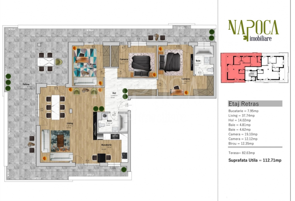 VA4 108966 - Apartament 4 camere de vanzare in Floresti