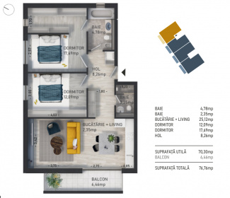 VA3 114252 - Apartament 3 camere de vanzare in Baciu