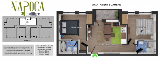 VA3 115621 - Apartament 3 camere de vanzare in Floresti