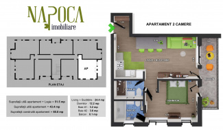 VA2 115623 - Apartment 2 rooms for sale in Floresti