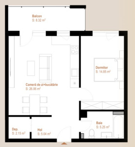 VA2 120501 - Apartament 2 camere de vanzare in Floresti