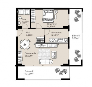 VA2 151954 - Apartament 2 camere de vanzare in Sopor, Cluj Napoca